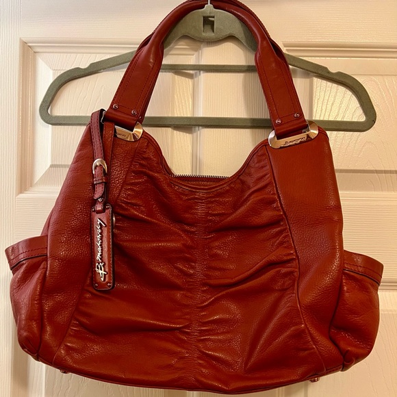 B. makowsky Rust Red Leather Satchel Purse - Picture 5 of 8